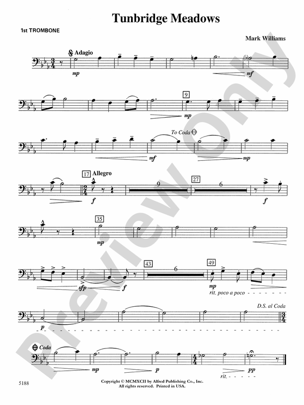 Tunbridge Meadows 1st Trombone 1st Trombone Part Digital Sheet