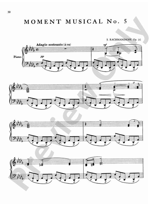 Rachmaninoff Moments Musicaux, Op. 16 No. 5 in D flat Major Part