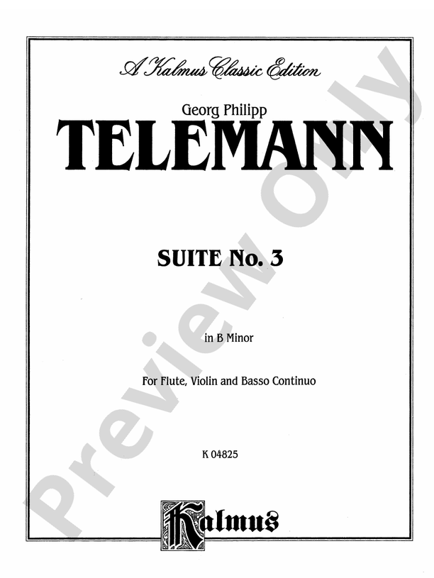 Telemann Suite No 3 In B Minor Chamber Trio Score And Parts Georg