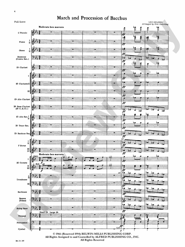 March And Procession Of Bacchus Score Concert Band Score Digital