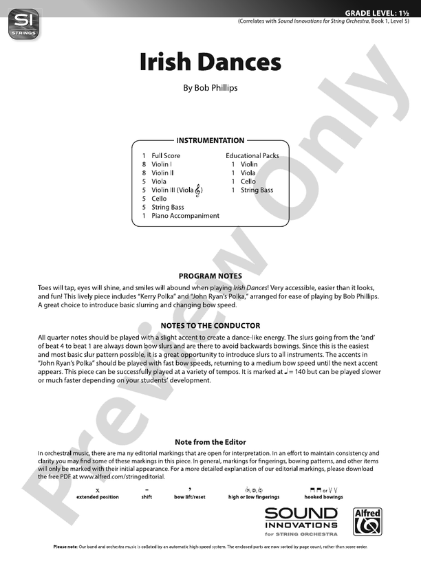 Irish Dances Score String Orchestra Score Digital Sheet Music Download