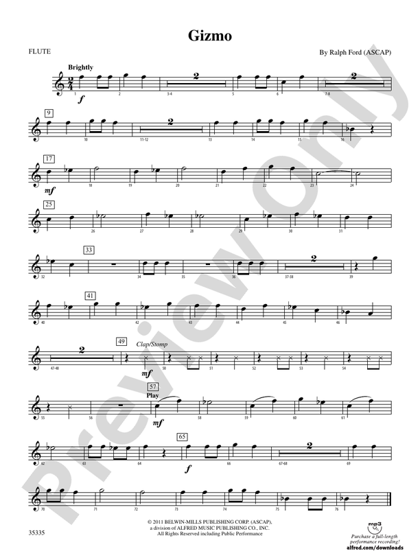 Gizmo Flute Flute Part Digital Sheet Music Download