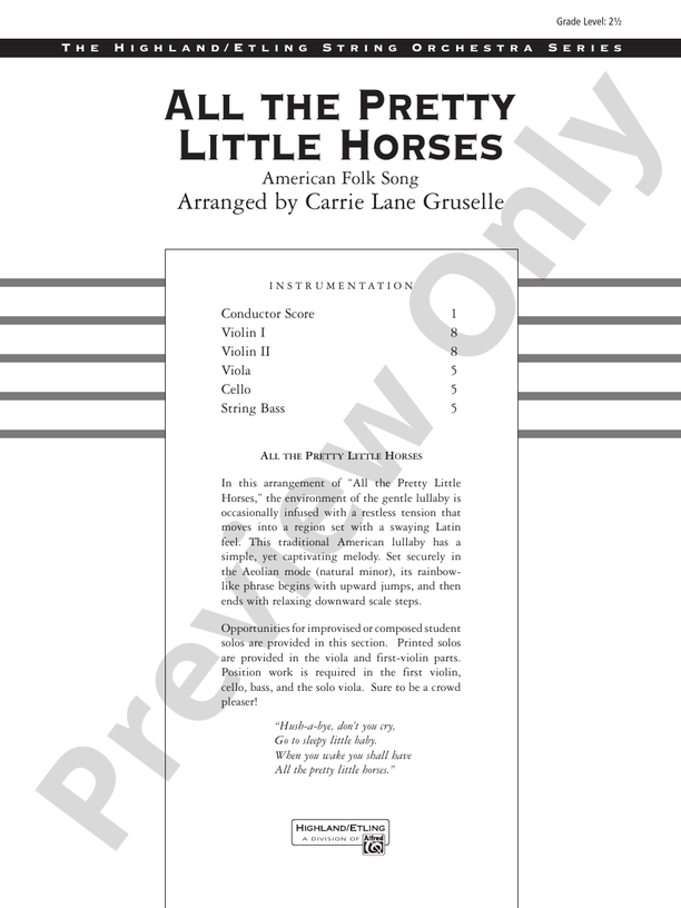 All the Pretty Little Horses Score String Orchestra Score Digital