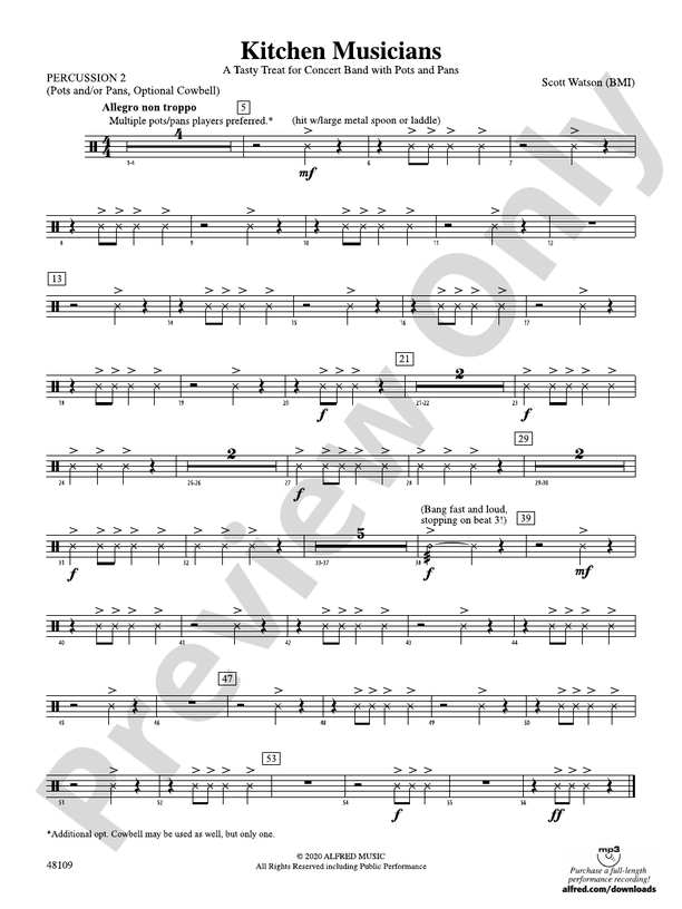 Kitchen Musicians 2nd Percussion 2nd Percussion Part Digital Sheet Music Download