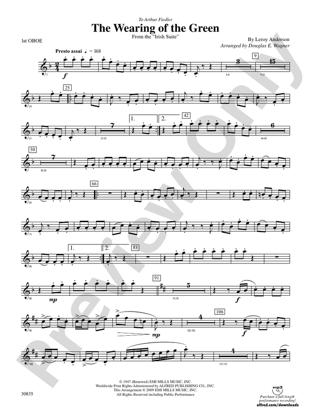 The Wearing of the Green (from the Irish Suite) Oboe Oboe Part