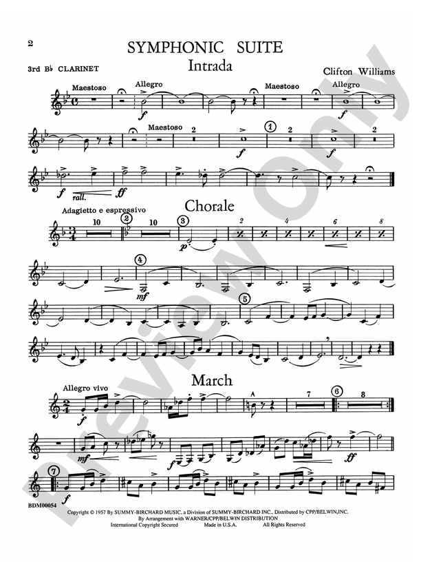 Symphonic Suite 3rd B Flat Clarinet 3rd B Flat Clarinet Part Digital Sheet Music Download 2106