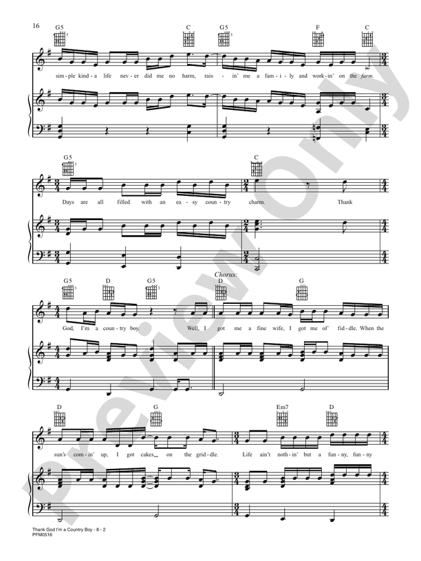 Thank God I'm A Country Boy sheet music for guitar (tablature, play-along)