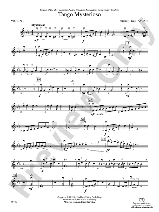 Tango Mysterioso 1st Violin 1st Violin Part Digital Sheet Music