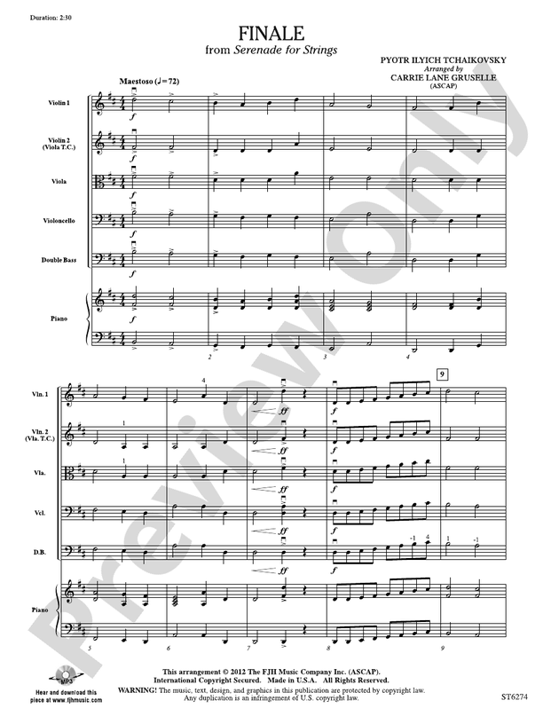 Finale from Serenade for Strings: Score