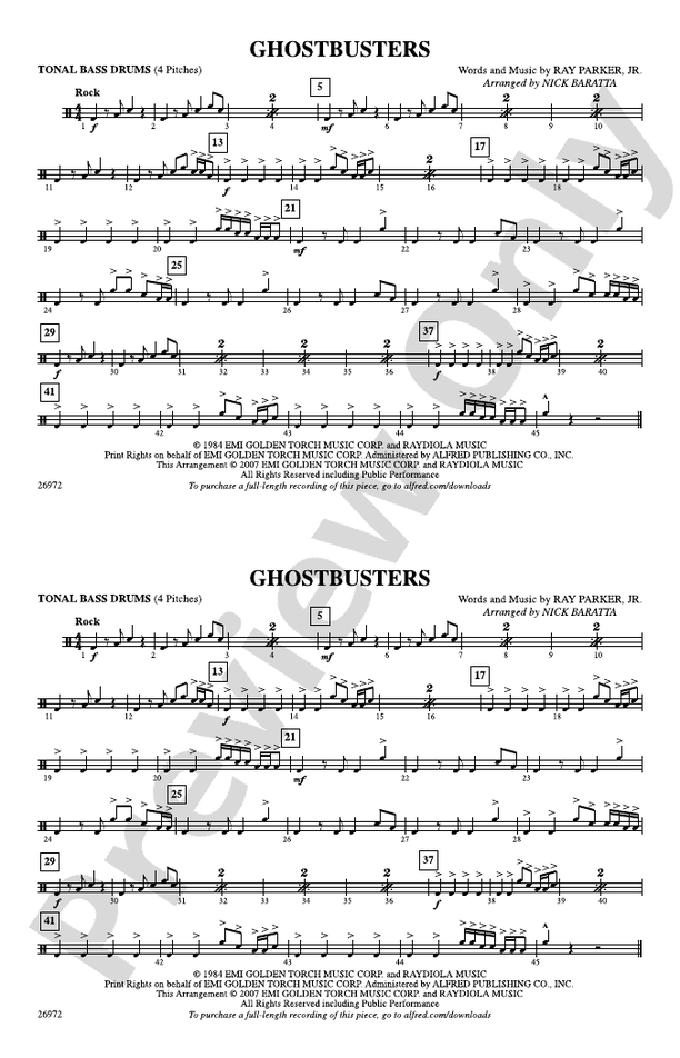 Ghostbusters Tonal Bass Drum Tonal Bass Drum Part Digital Sheet