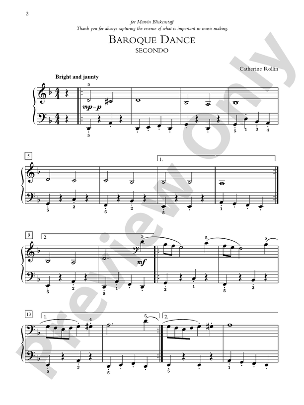 Baroque Dance - Piano Duet (1 Piano, 4 Hands)