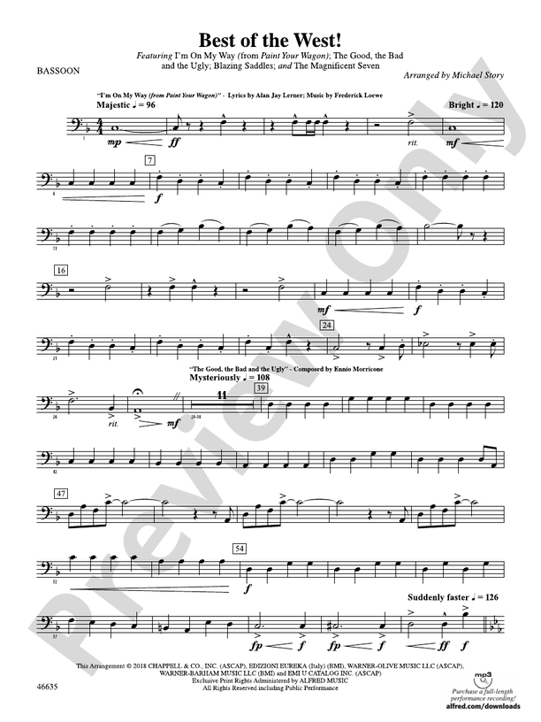 Best of the West! Bassoon Bassoon Part Digital Sheet Music Download
