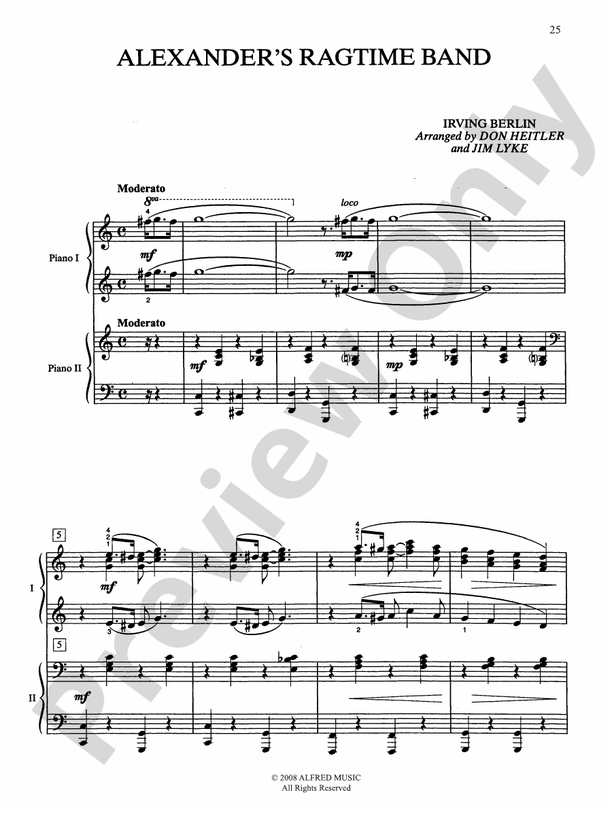 Alexander's Ragtime Band - Piano Duo (2 Pianos, 4 Hands)
