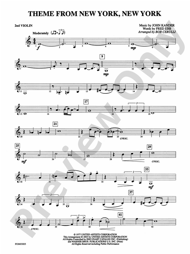 New York, New York, Theme from: 2nd Violin