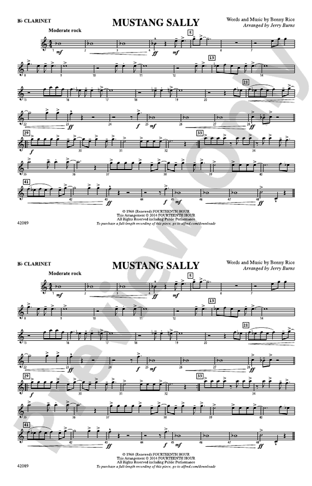 Mustang Sally 1st B Flat Clarinet 1st B Flat Clarinet Part Digital Sheet Music Download 9701