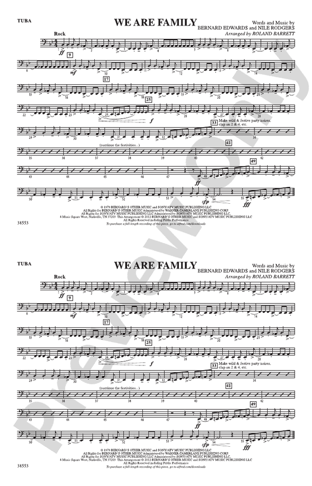 We Are Family Tuba Tuba Part Digital Sheet Music Download