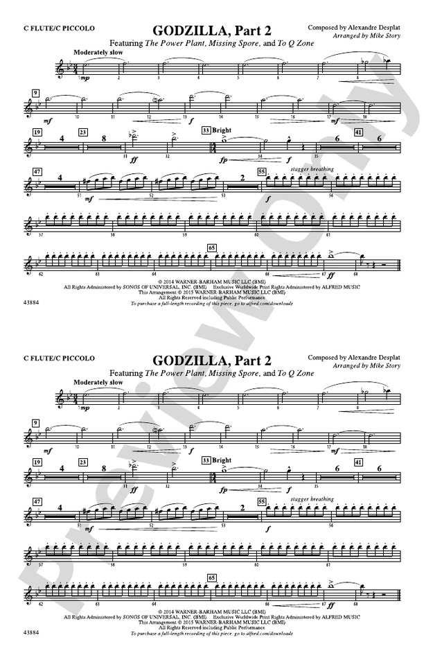 Godzilla, Part 2 Flute Flute Part Digital Sheet Music Download