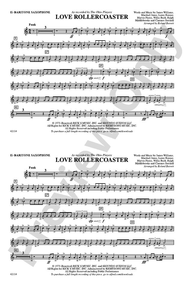 Love Rollercoaster: E-flat Baritone Saxophone: E-flat