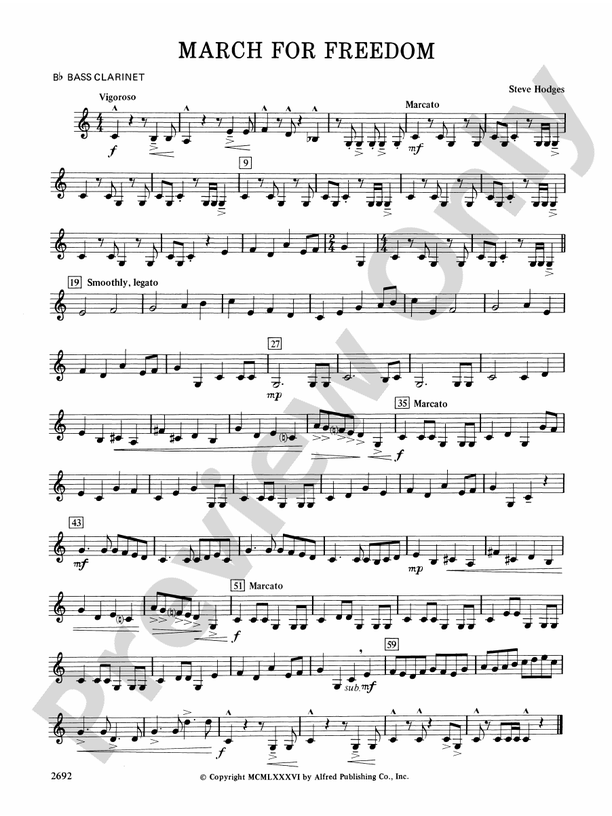 March for Freedom: B-flat Bass Clarinet: B-flat Bass Clarinet Part ...