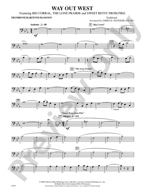 Way Out West 1st Trombone 1st Trombone Part Digital Sheet Music