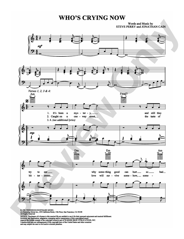 Who S Crying Now Piano Vocal Chords Journey Digital Sheet Music