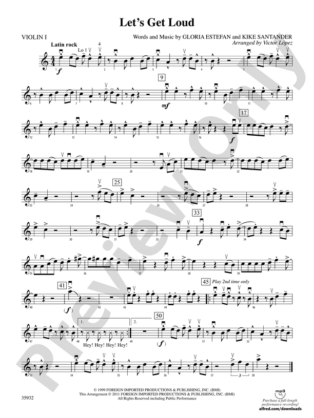 Let'S Get Loud: 1st Violin: 1st Violin Part - Digital Sheet Music.