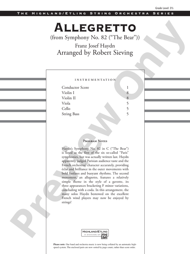Allegretto (from Symphony No. 82 "The Bear")