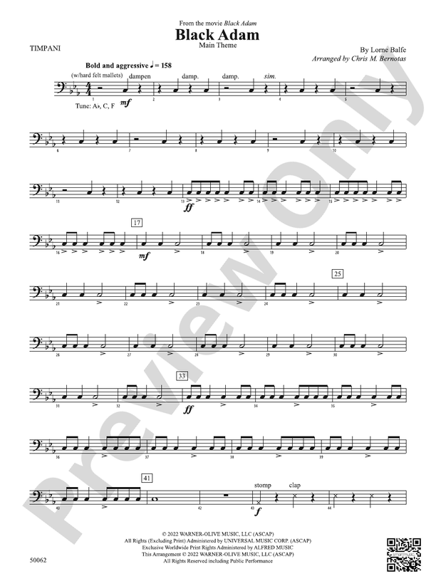 Black Adam Timpani Timpani Part Digital Sheet Music Download