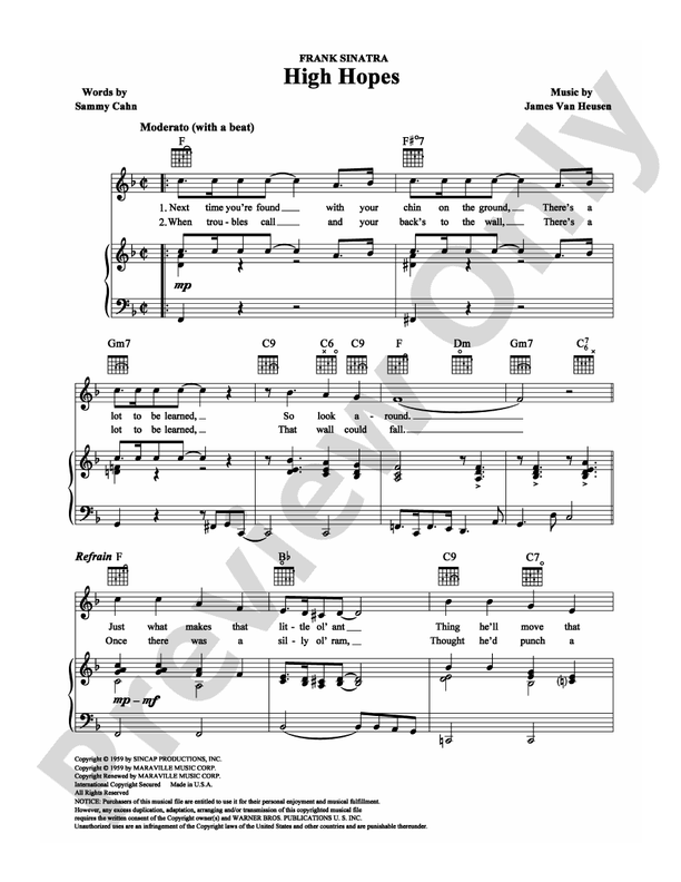 High Hopes: Piano/Vocal/Chords: Frank Sinatra - Digital Sheet Music ...