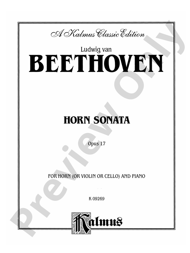 Horn Sonata, Op. 17: Score: French Horn Score - Digital Sheet Music ...