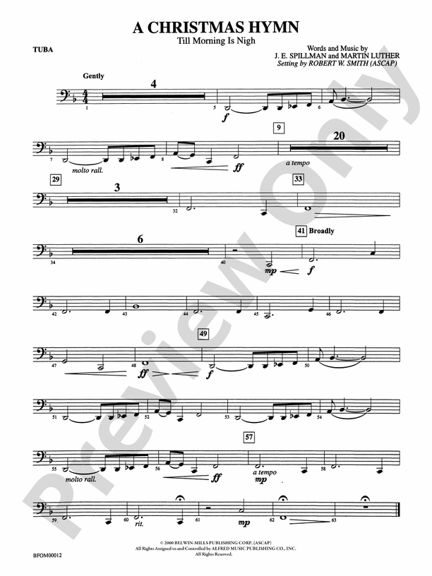 A Christmas Hymn Tuba Tuba Part Digital Sheet Music Download