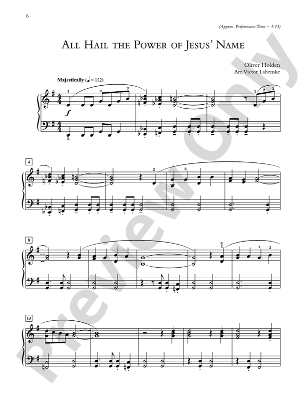All Hail the Power of Jesus' Name - Piano Solo