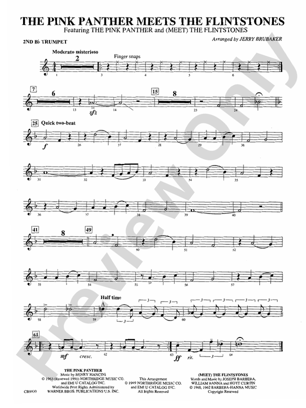 The Pink Panther Meets the Flintstones 2nd Bflat Trumpet 2nd Bflat