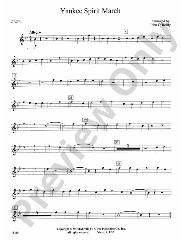 Yankee Spirit March Oboe Oboe Part Digital Sheet Music Download