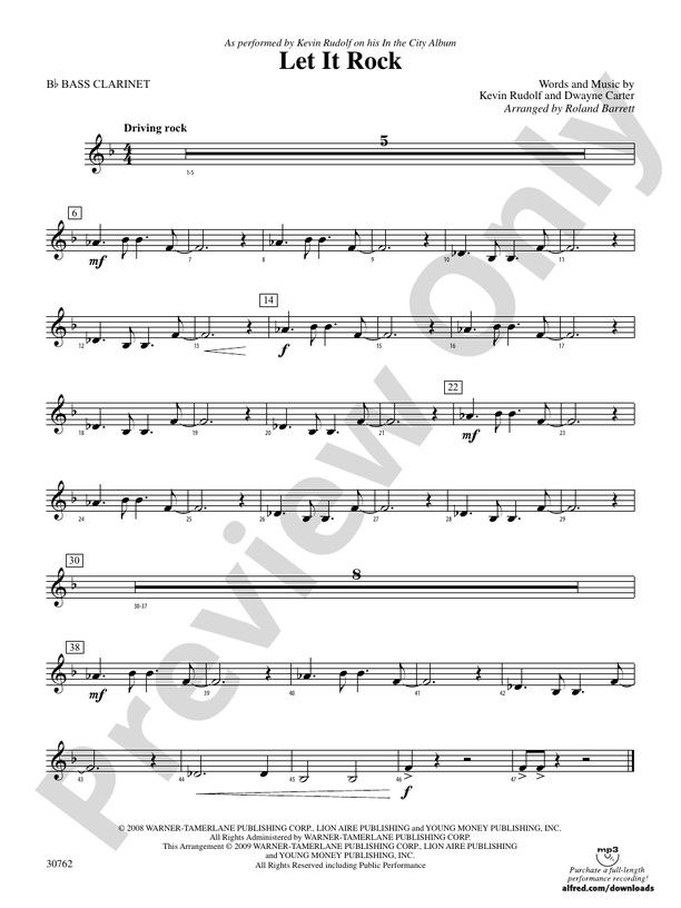 Let It Rock B Flat Bass Clarinet B Flat Bass Clarinet Part Digital Sheet Music Download 