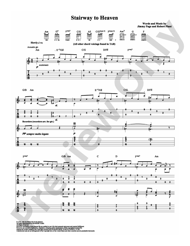 Stairway to Heaven Guitar TAB Led Zeppelin Digital Sheet Music Download