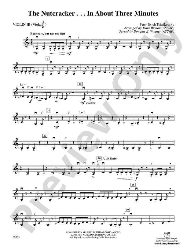 The Nutcracker In About Three Minutes 3rd Violin (Viola [TC]) 3rd