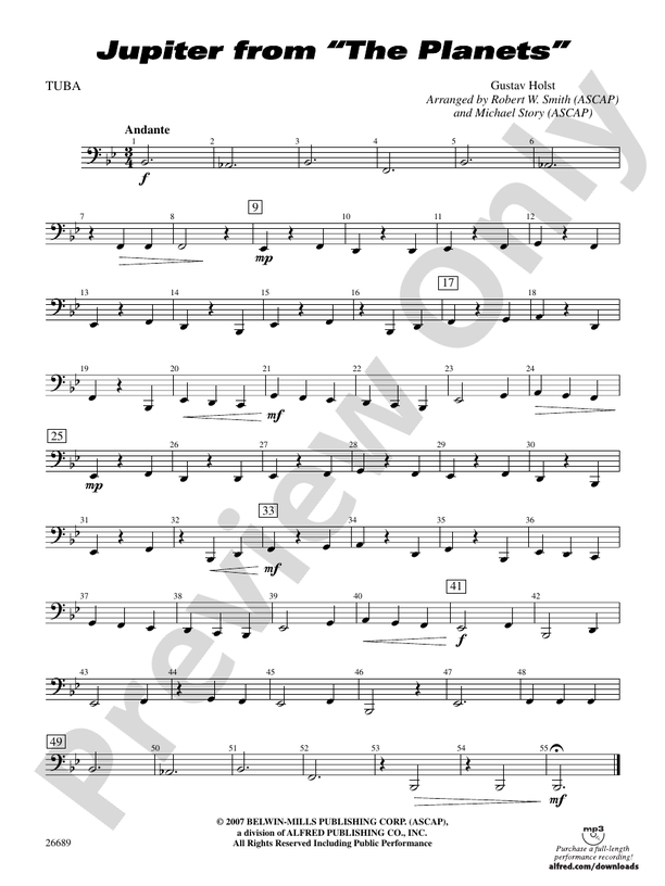 Jupiter (from The Tuba Tuba Part Digital Sheet Music Download