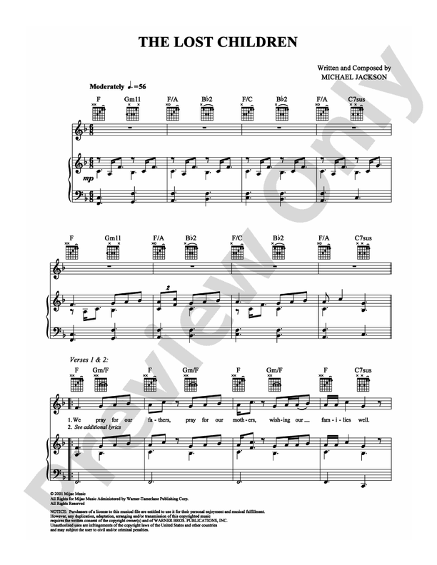 The Lost Children: Piano/Vocal/Chords: Michael Jackson - Digital