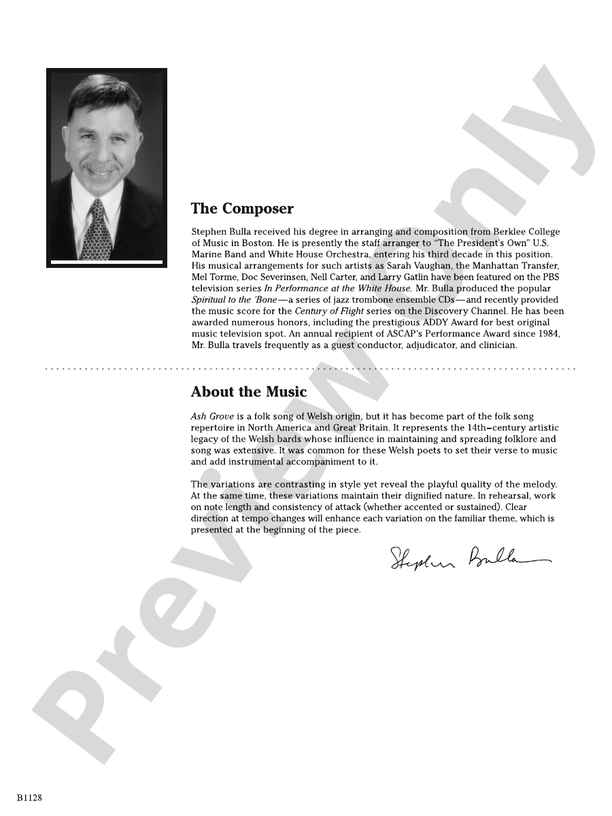 Ash Grove Variations Stephen Bulla Digital Sheet Music Download