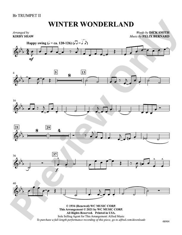 Winter Wonderland: 2nd B-flat Trumpet: 2nd B-flat Trumpet Part ...