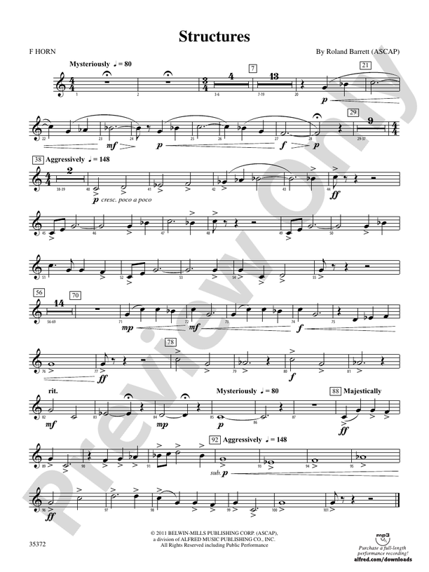 Structures 1st F Horn 1st F Horn Part Digital Sheet Music Download 7487