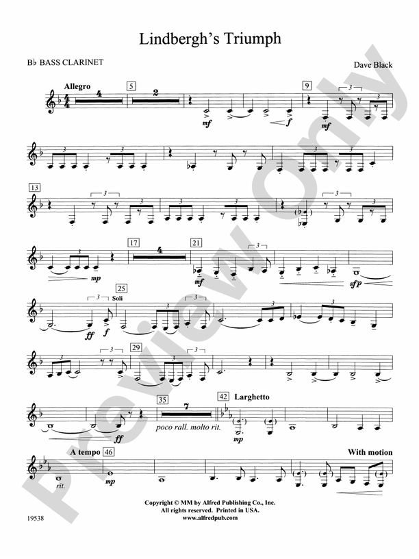 Lindbergh's Triumph Bflat Bass Bflat Bass Part