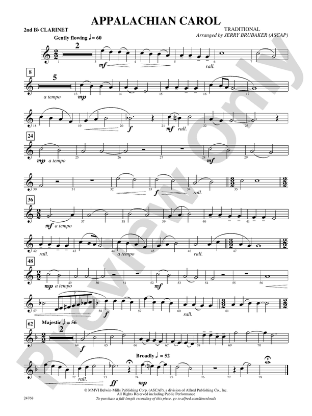 Appalachian Carol: 2nd B-flat Clarinet: 2nd B-flat Clarinet Part ...