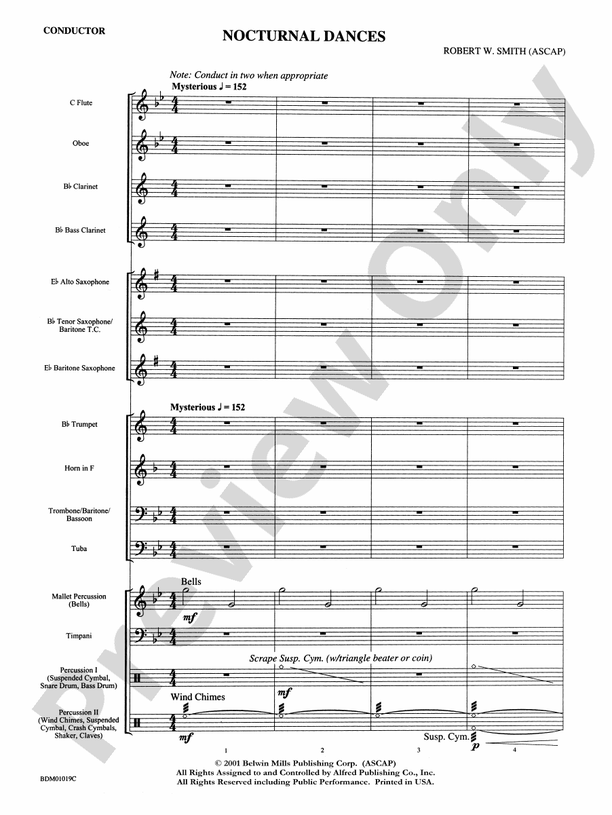 Nocturnal Dances: Score: Concert Band Score - Digital Sheet Music Download