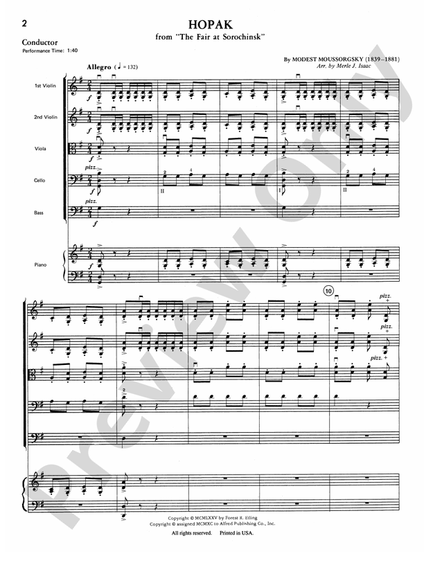 Hopak: Score