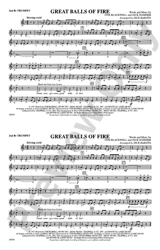 Great Balls of Fire 2nd Bflat Trumpet 2nd Bflat Trumpet Part