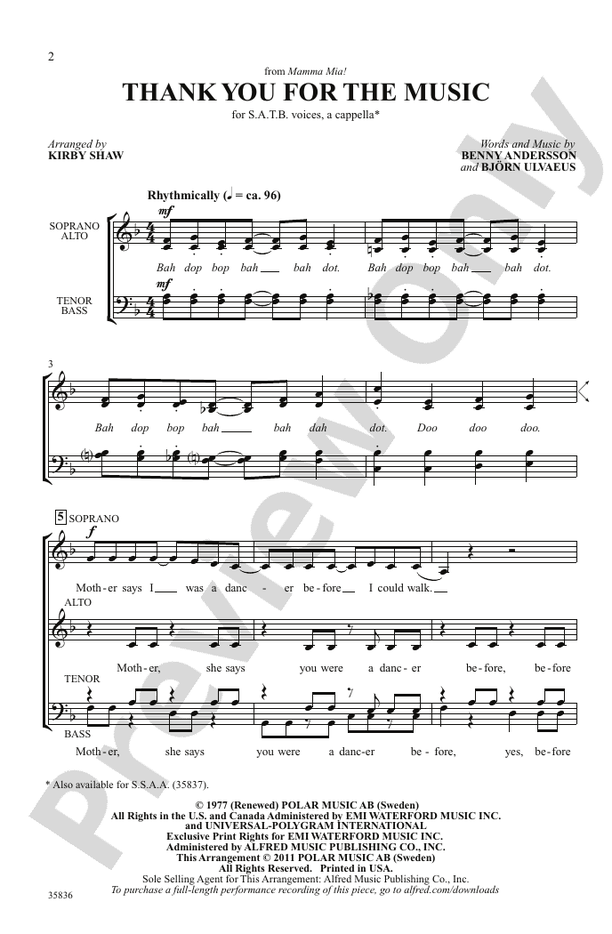 Thank You for the Music (from Mamma Mia!)