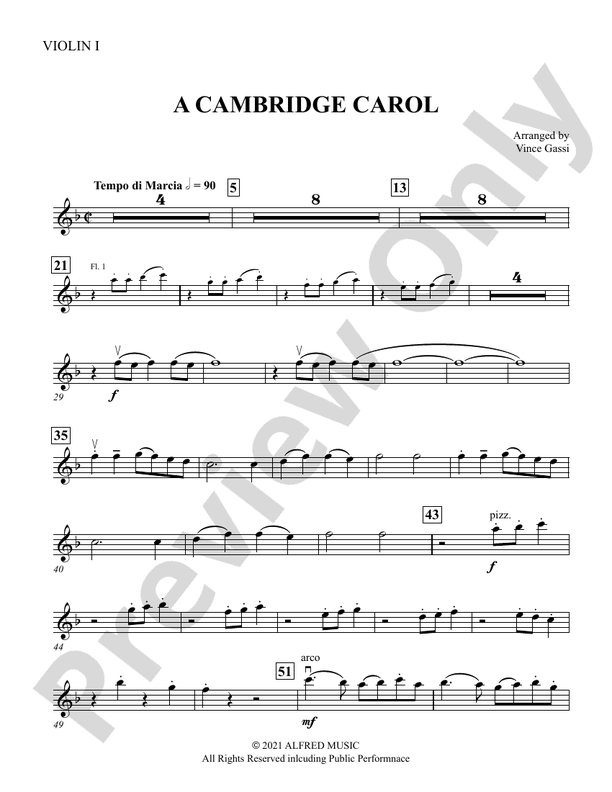 A Cambridge Carol 1st Violin 1st Violin Part Digital Sheet Music Download 1122