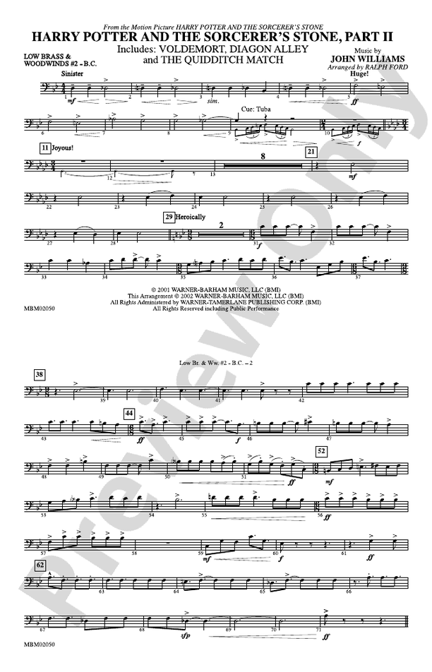 Harry Potter and the Sorcerer's Stone, Part II Low Brass & Woodwinds